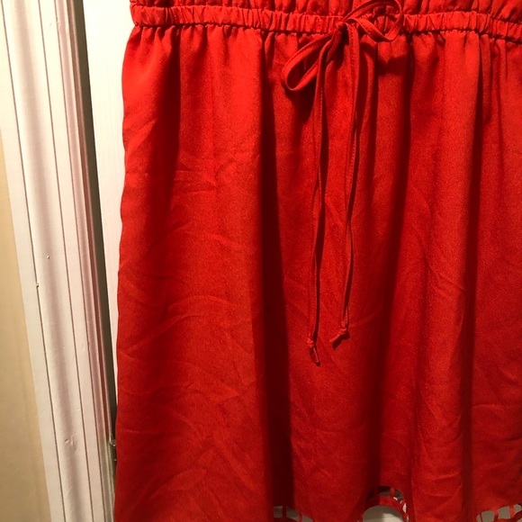 Cute red orange soft silky dress- GREAT DETAILS! - Picture 2 of 5